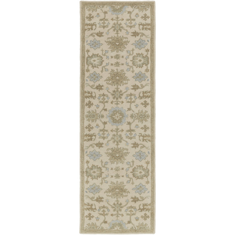 Charlton Home Willard Oriental Handmade Tufted Wool Beige/Sage Area Rug